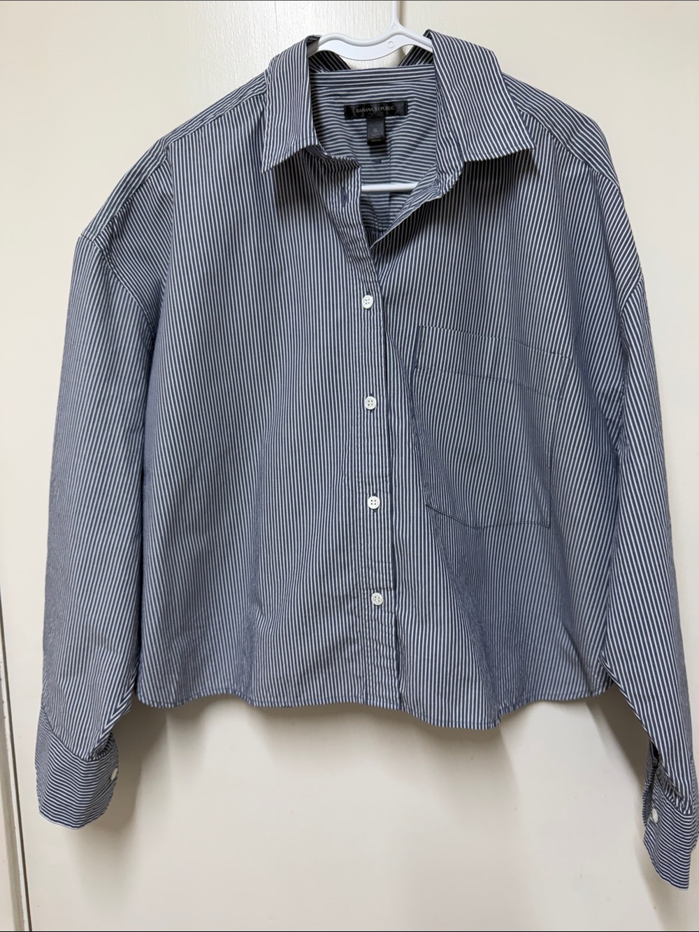 Banana Republic Blue and White Striped Dress Shirt